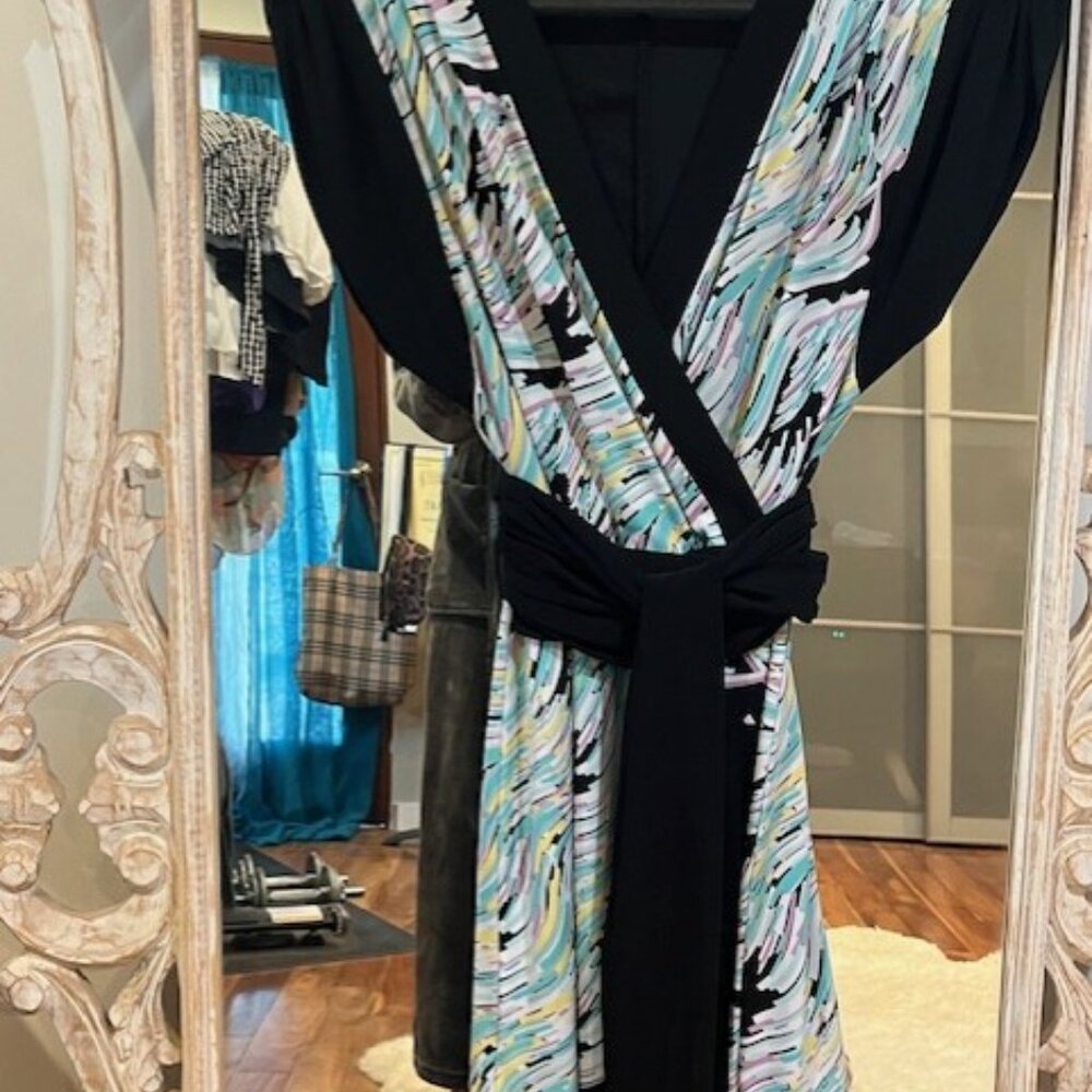 Max & Cleo multicolored Wrap Front Belted mini dress